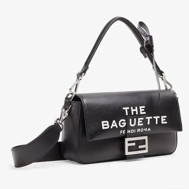 Cheap Fendi Motif Medium Nappa Black Bag Baguette In The Leather Baguette 0701